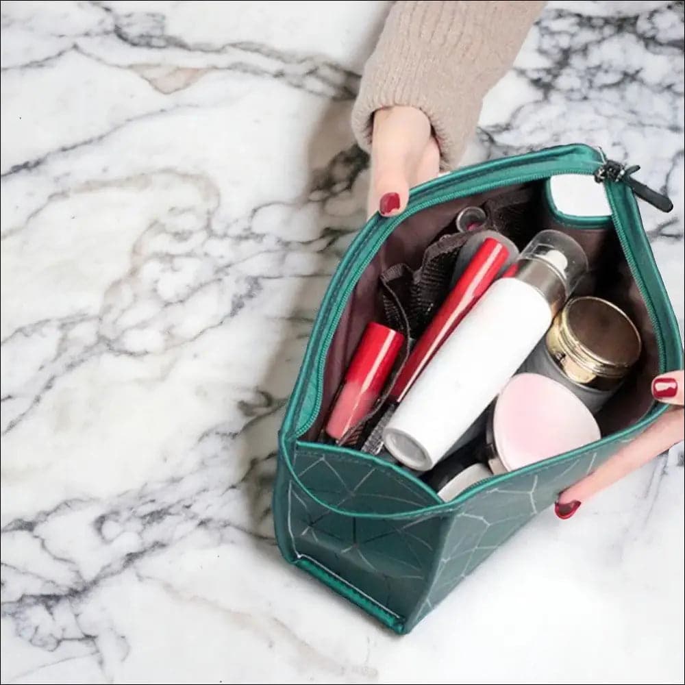 Trousse à Maquillage Géométrique Vert