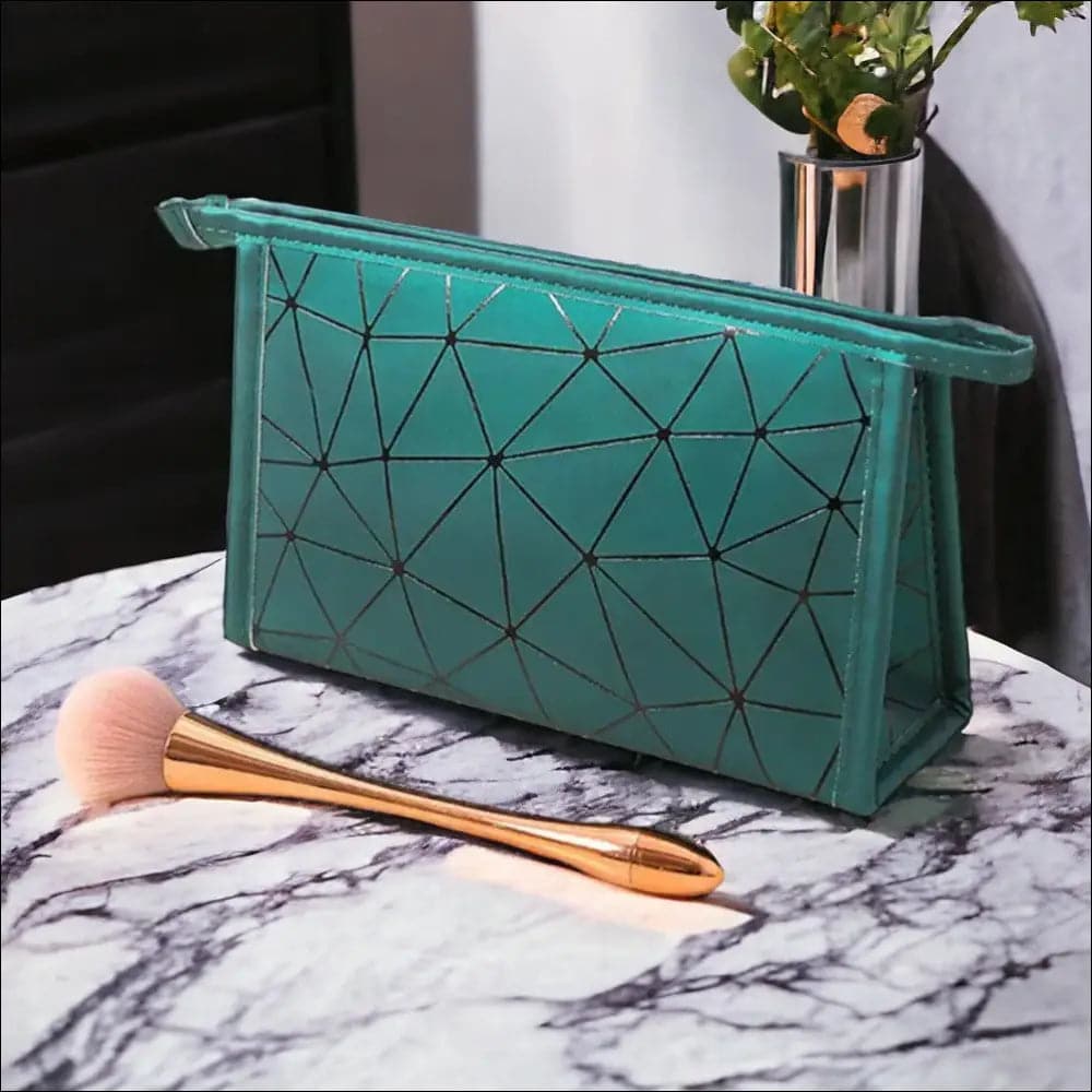 Trousse à Maquillage Géométrique Vert