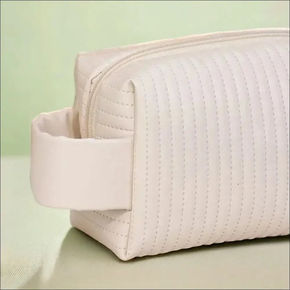 Trousse de Maquillage Blanc en Cuir PU - 18x12x7cm