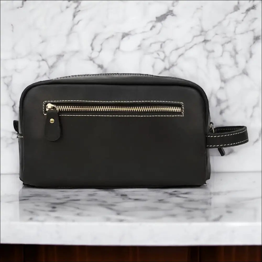 Trousse De Toilette En Cuir Noir