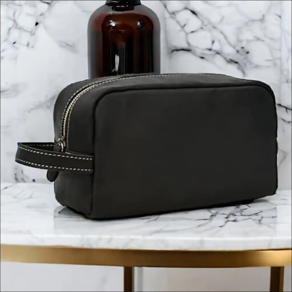 Trousse De Toilette En Cuir Noir