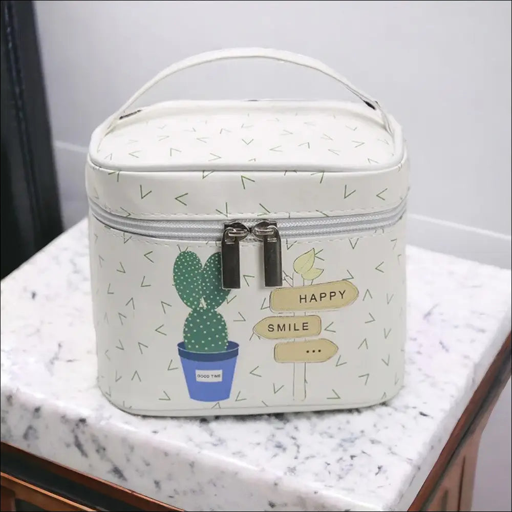 Trousse De Toilette Plastifiée Cactus Blanc