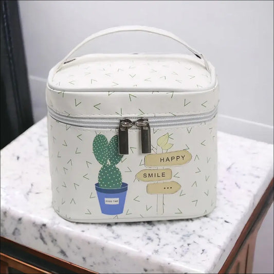 Trousse De Toilette Plastifiée Cactus Blanc